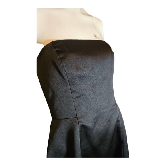 Black Satin Feel Strapless A-Line Cocktail Dress sz 8 - Picture 6 of 9